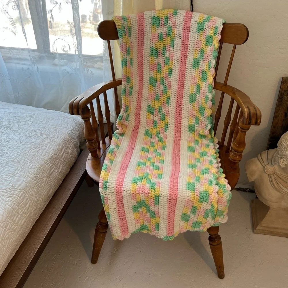 Hand made crochet baby girl blanket
